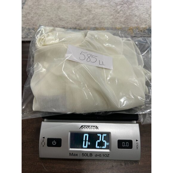 Metro 7 Sheer Cap Sleeve  V-Neck Ruffle Blouse Eggshell Sz Medium Career Office - Picture 10 of 10